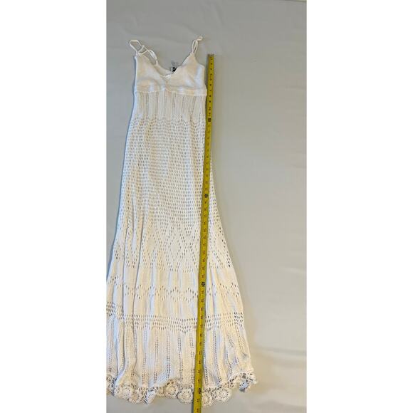 Bebe Crochet Knit Maxi Dress Womens Small Boho Y2K Cottage Fairy Whimsy White - Picture 4 of 15